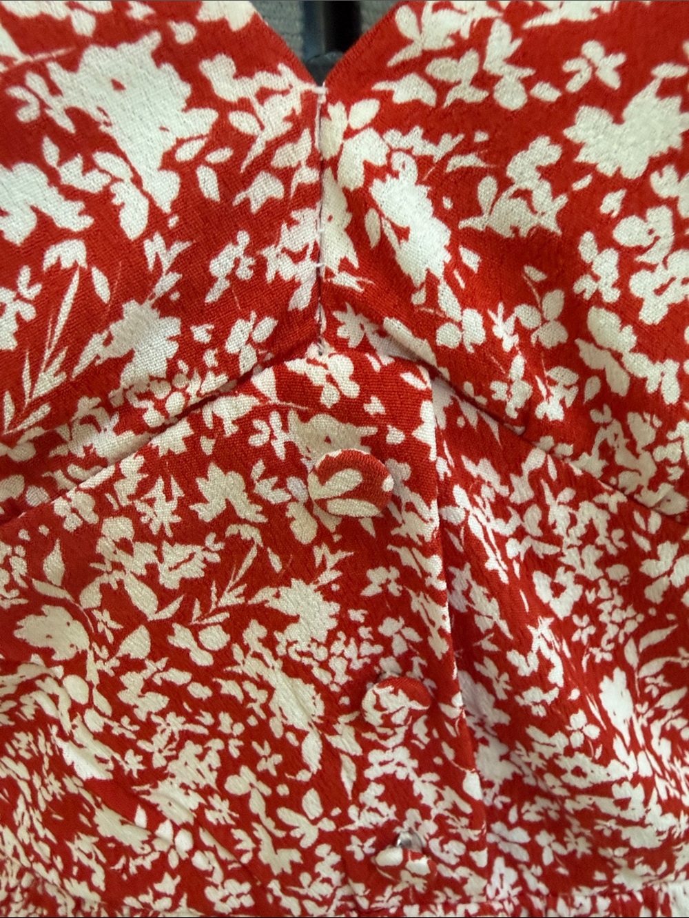 Kookai Red and White Floral V-Neck Ruffle Mini Dress - Picture 2 of 4